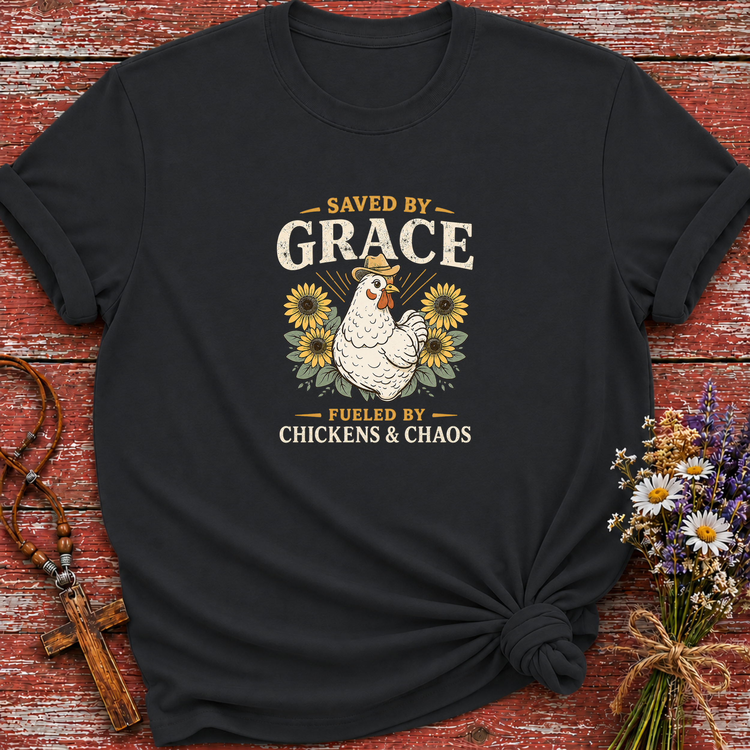 Saved By Grace Fueled By Chickens T-Shirt