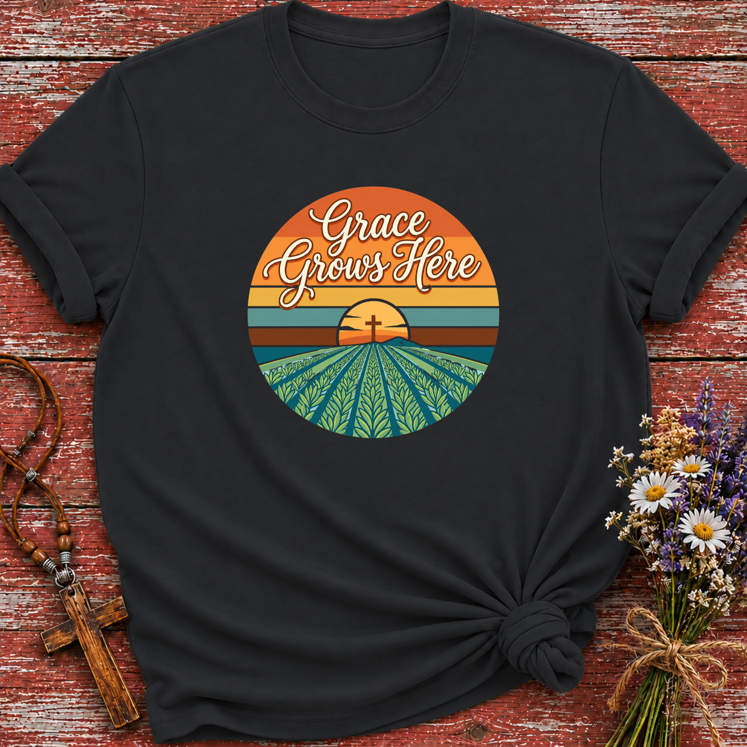 Grace Grows Here Retro T-Shirt