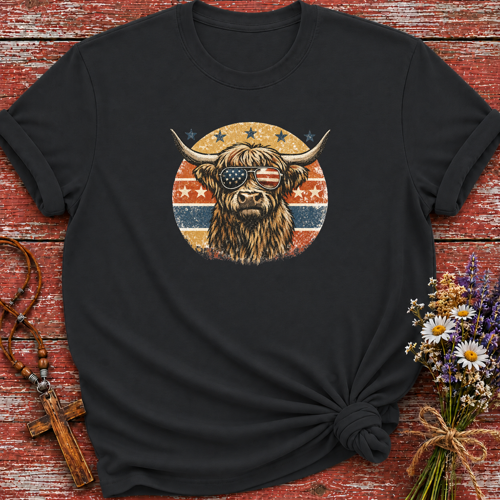 Patriotic Highland Cow T-Shirt