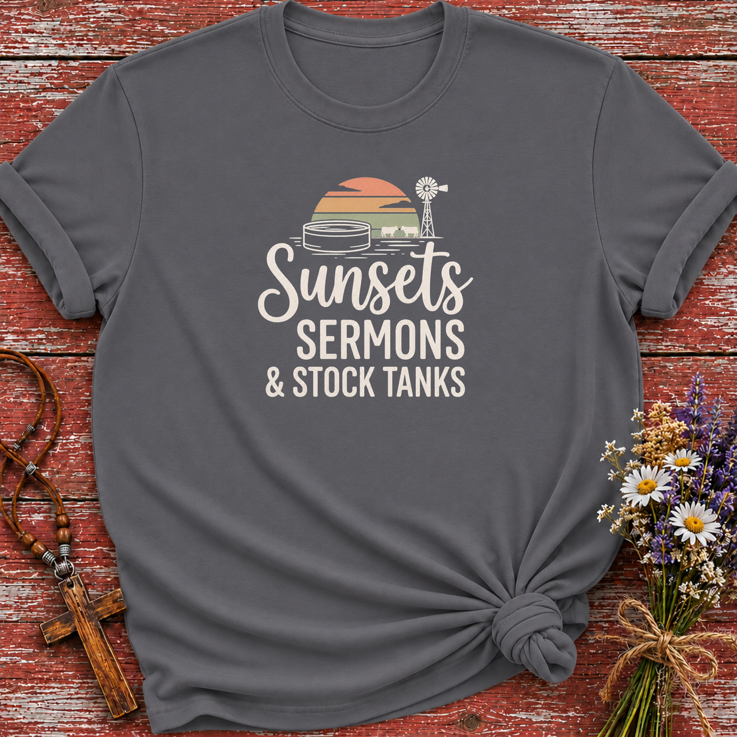 Sunsets Sermons & Stocktanks T-Shirt
