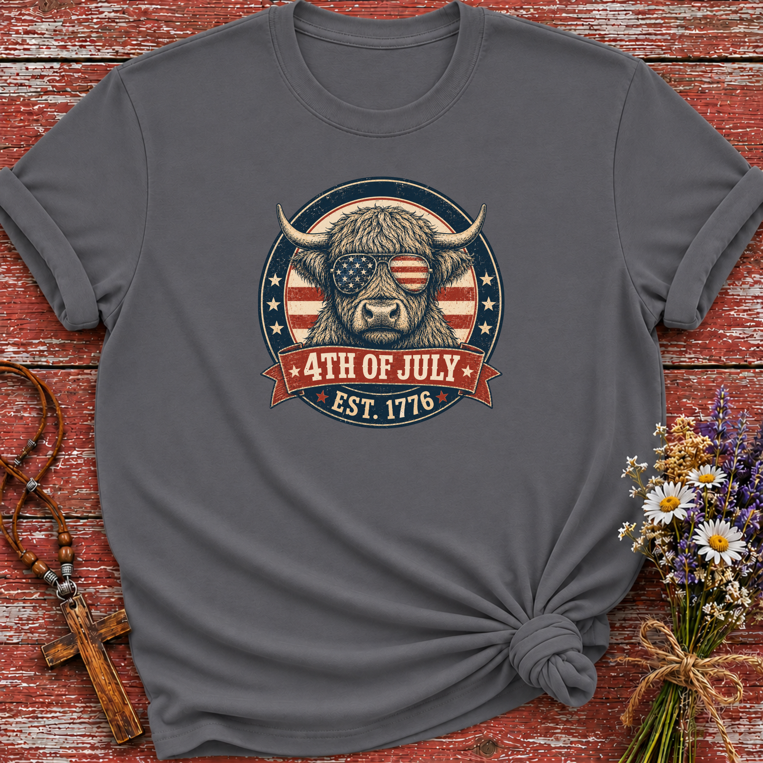 Patriotic Highland 4th of July T-Shirt