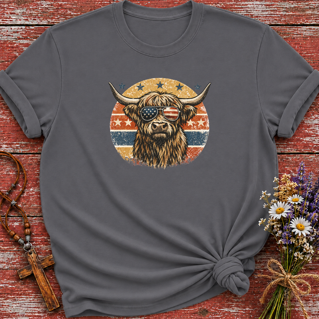 Patriotic Highland Cow T-Shirt