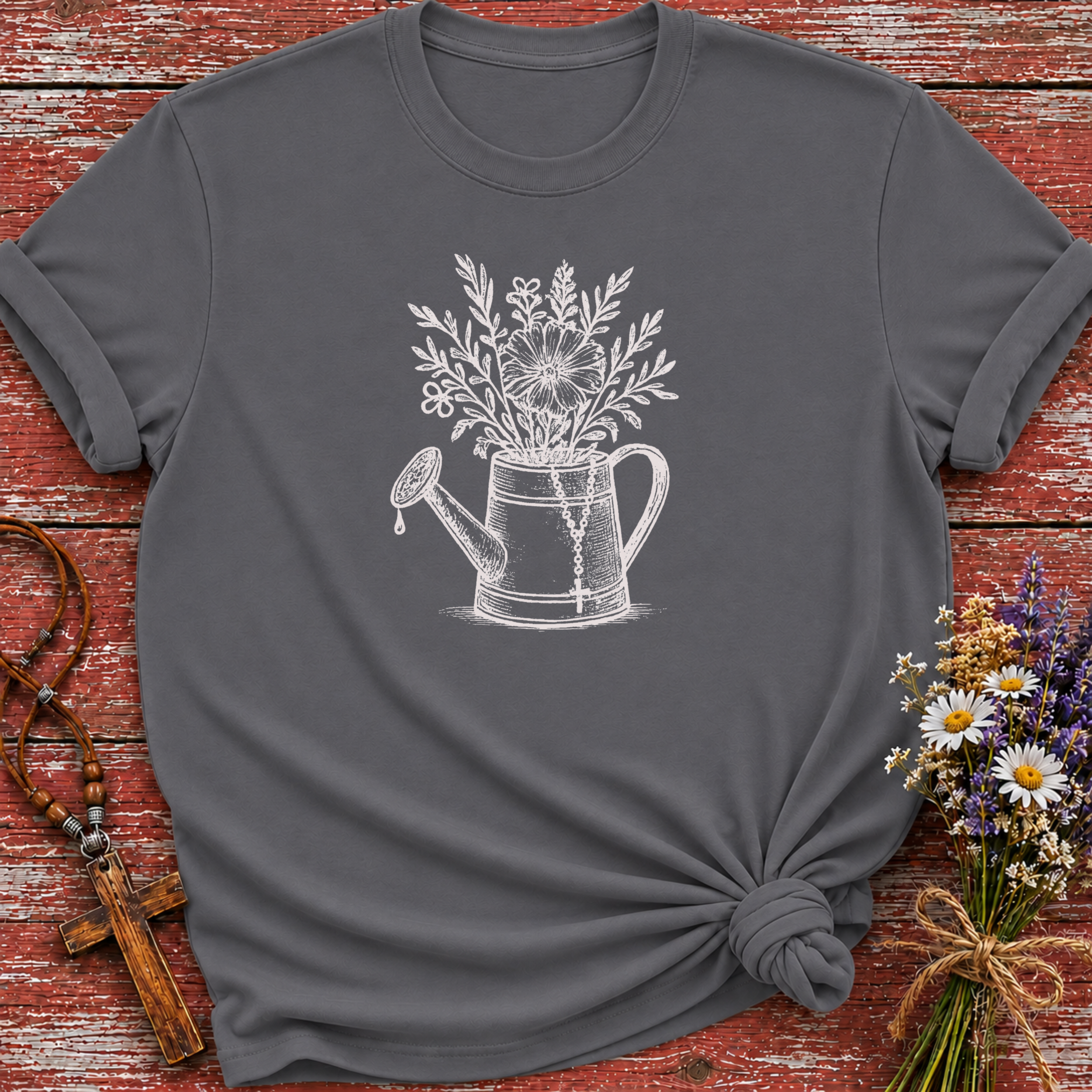 Flower Pale Rosary T-Shirt
