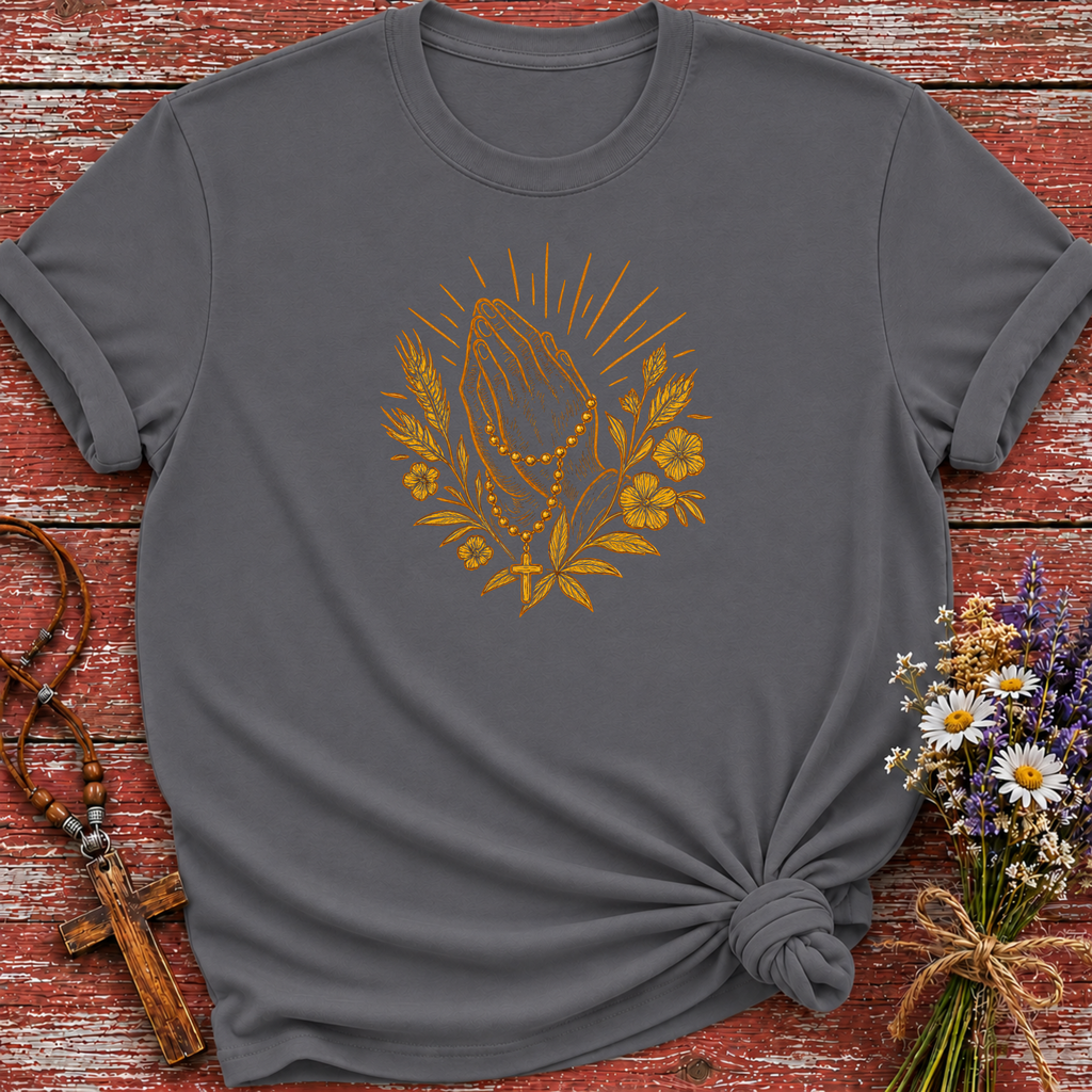Prayer Hands With Rosary T-Shirt