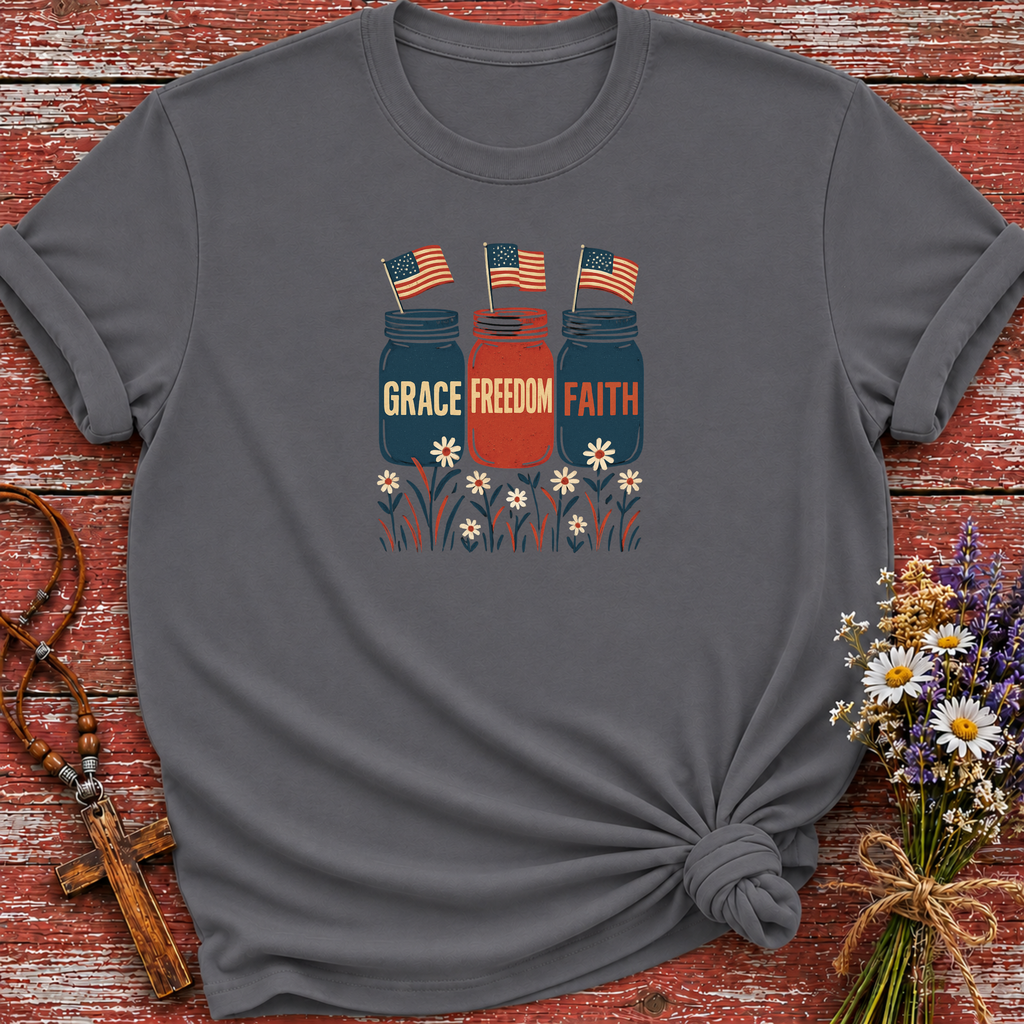 Vintage Mason Jars With USA Flag T-Shirt