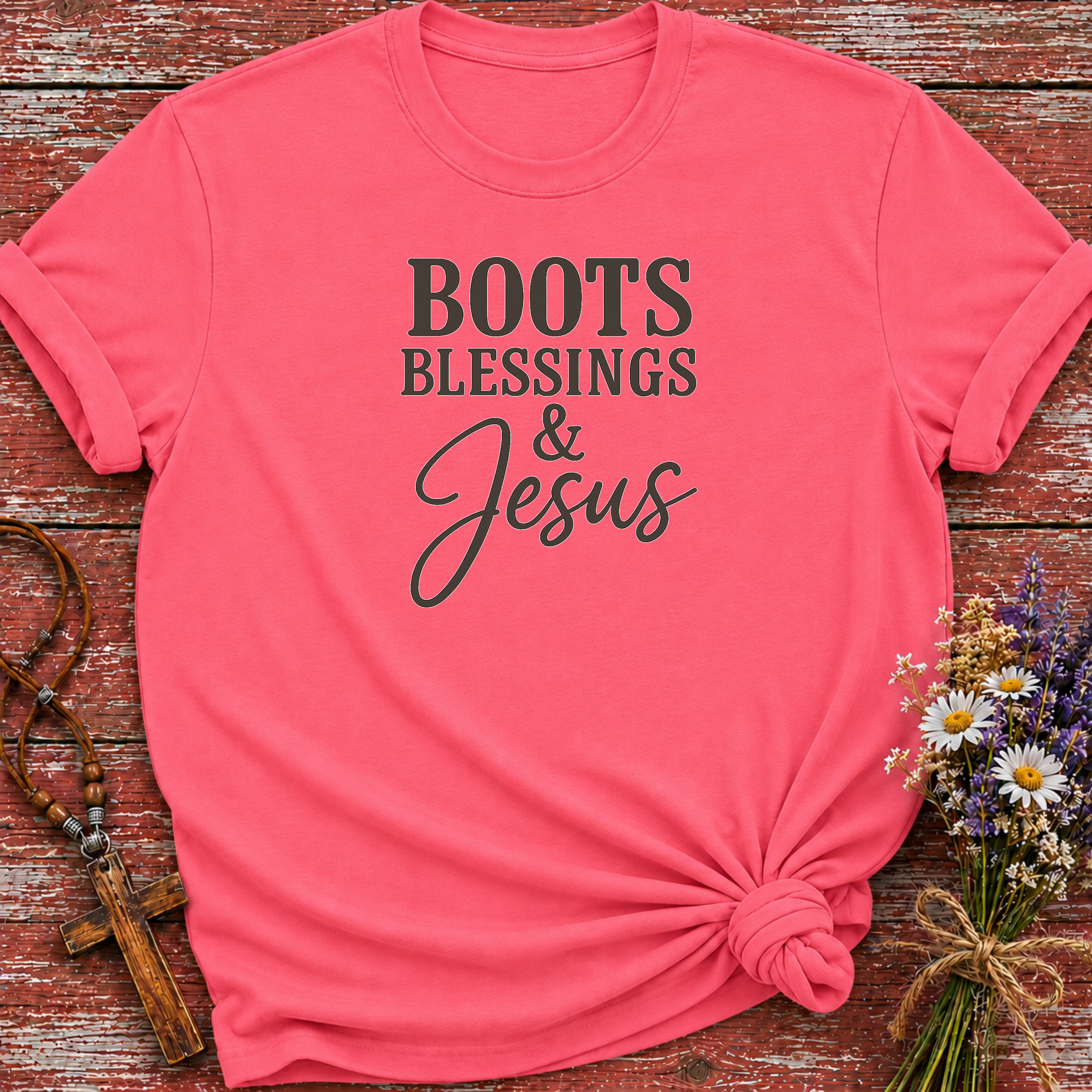 Boots Blessings & Jesus T-Shirt