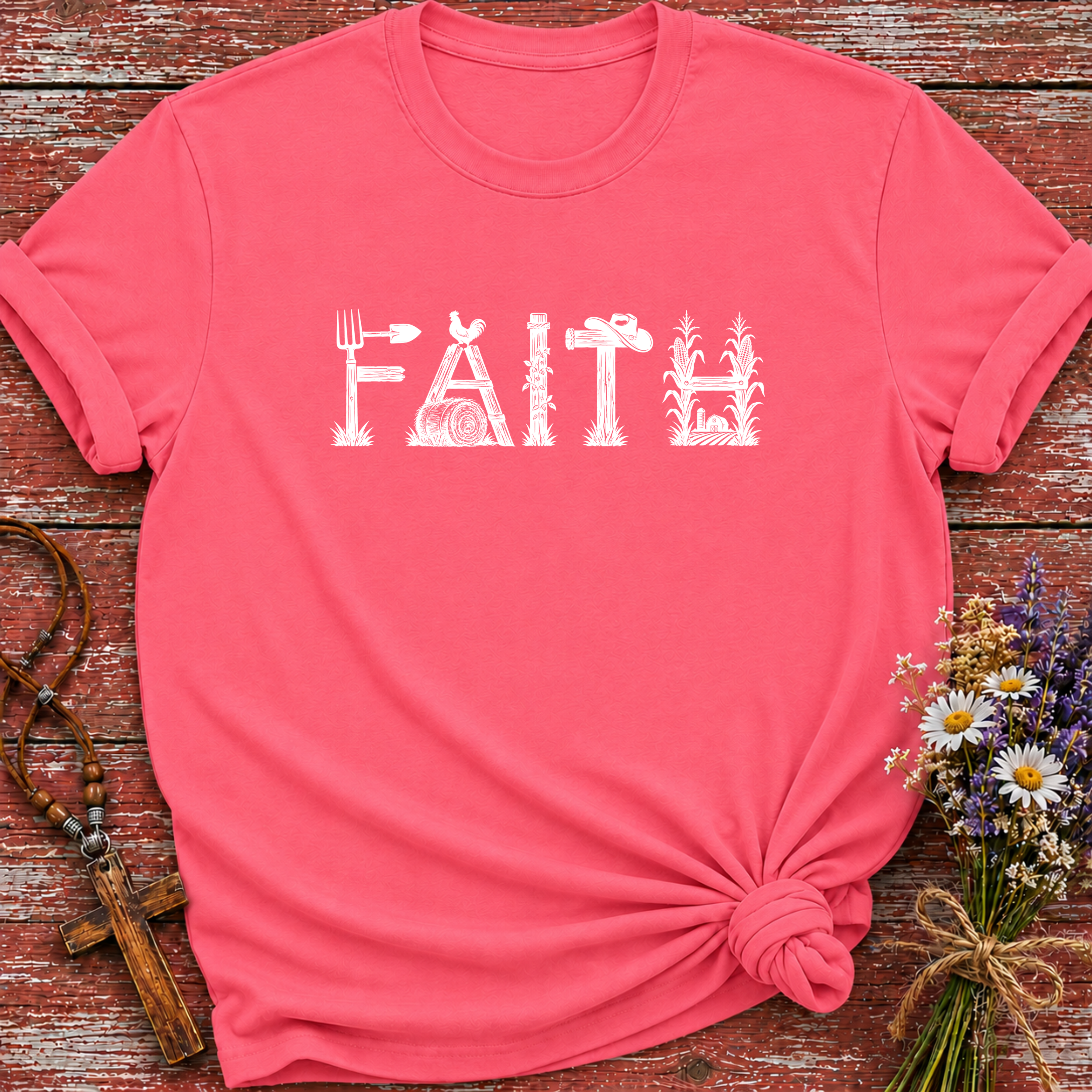 Faith Farm Letters T-Shirt