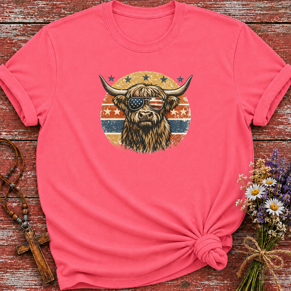 Patriotic Highland Cow T-Shirt