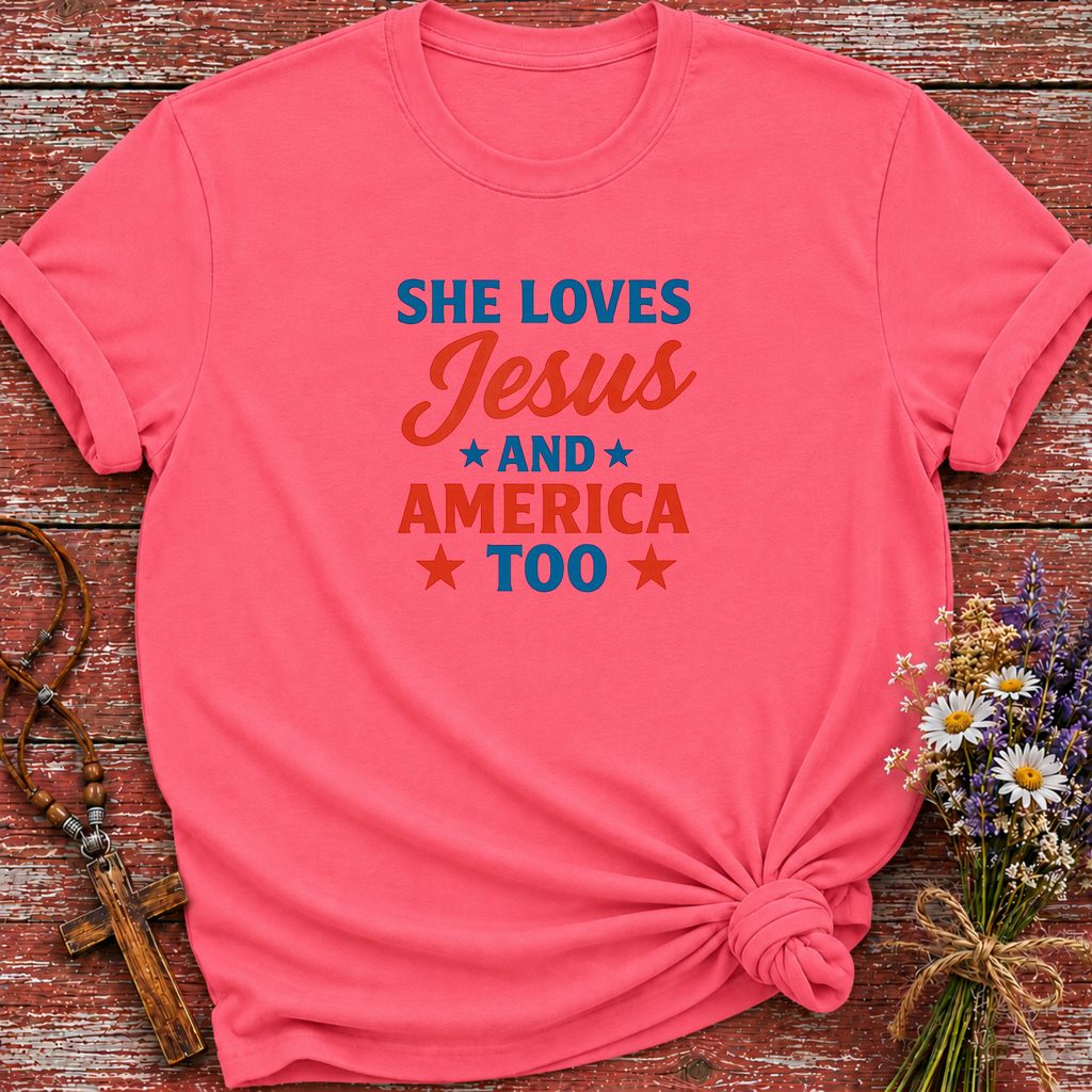 She Loves Jesus And America Too T-Shirt