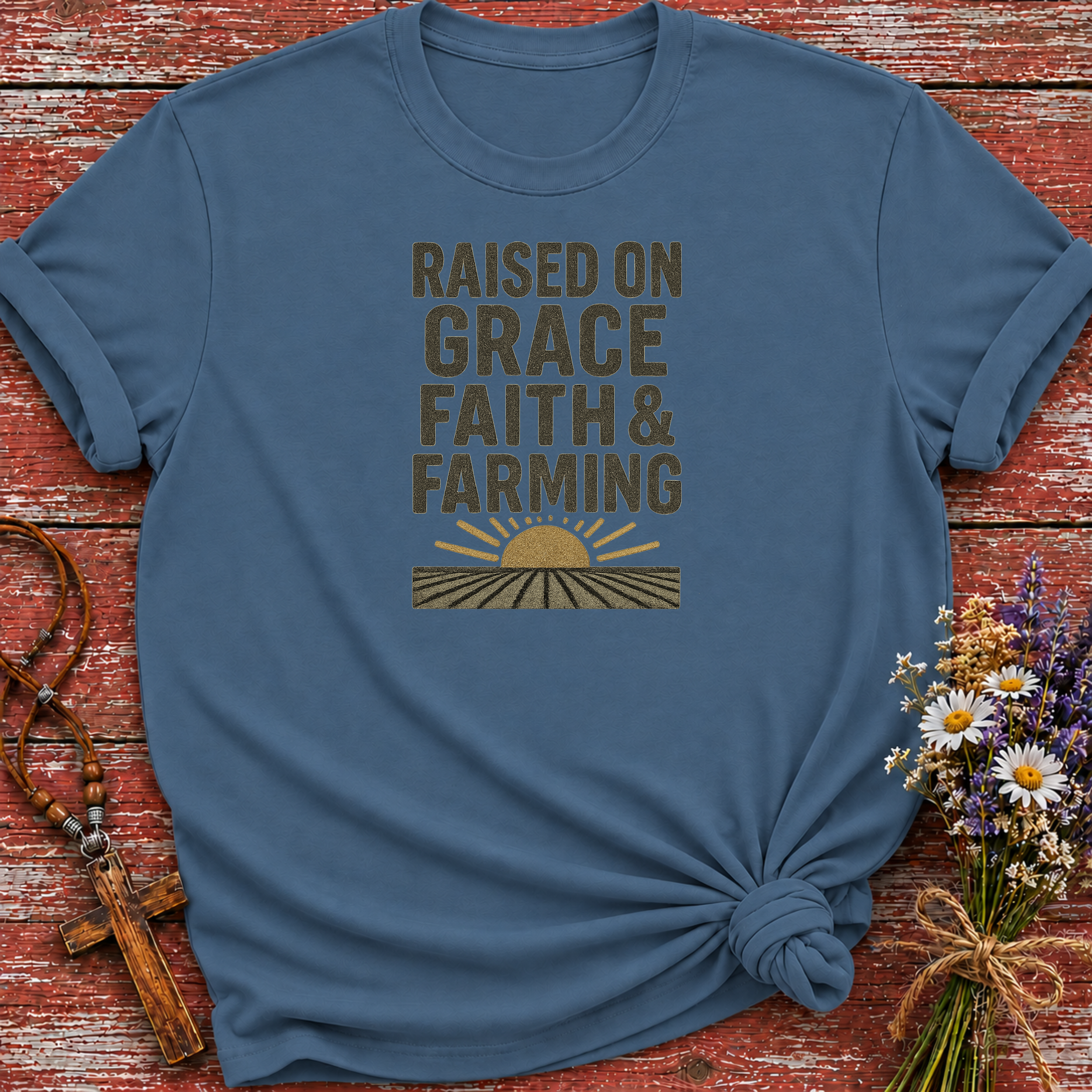Raised on Grace Faith & Farming T-Shirt
