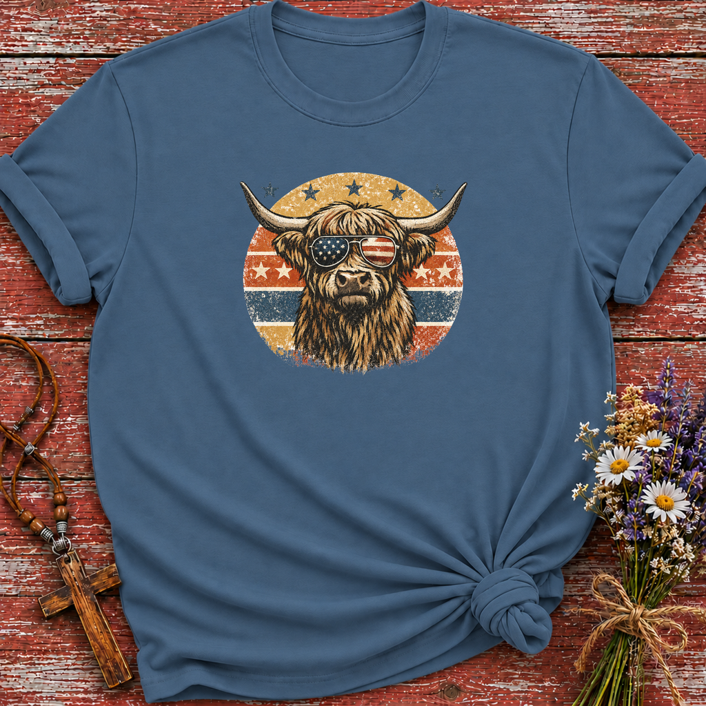 Patriotic Highland Cow T-Shirt