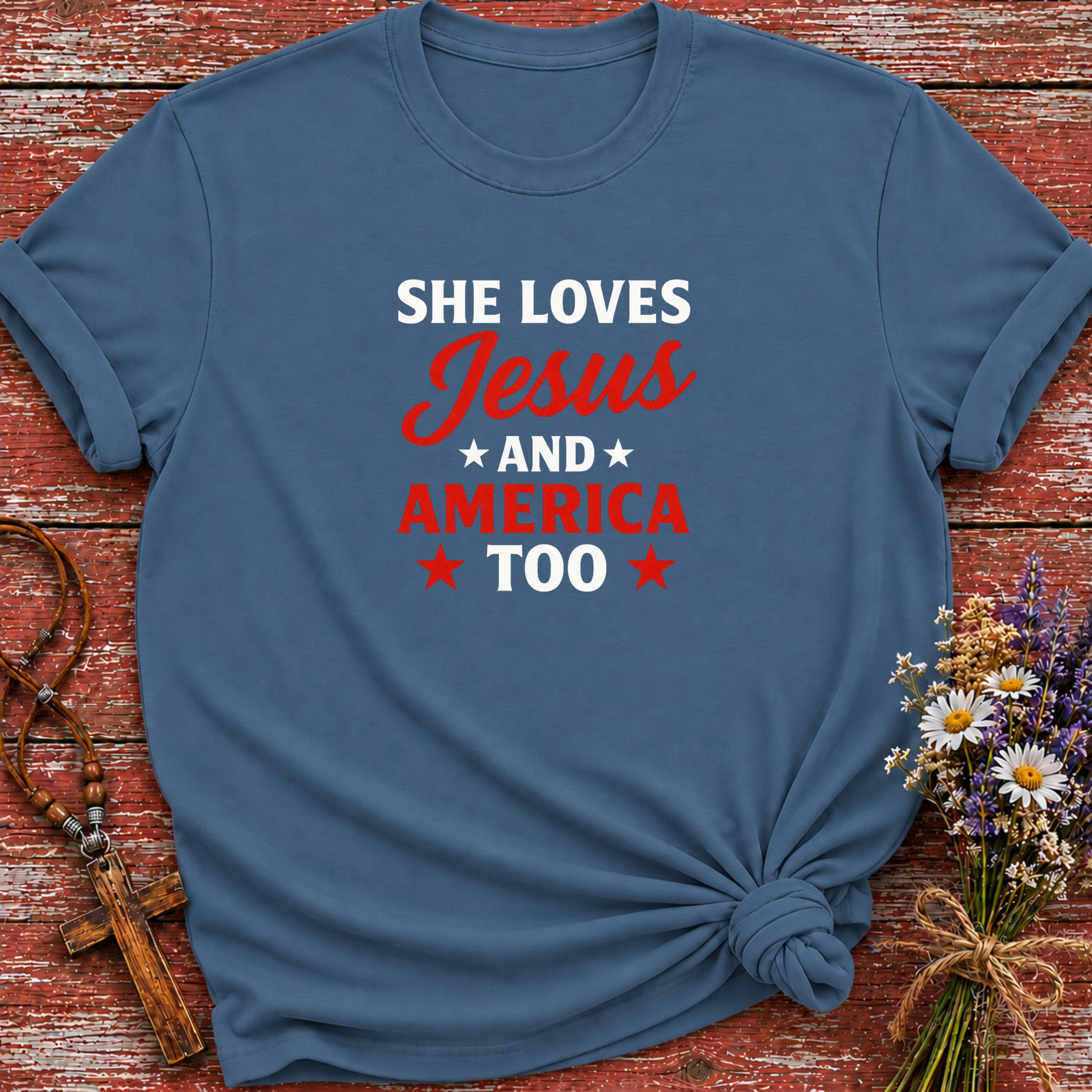 She Loves Jesus And America Too T-Shirt