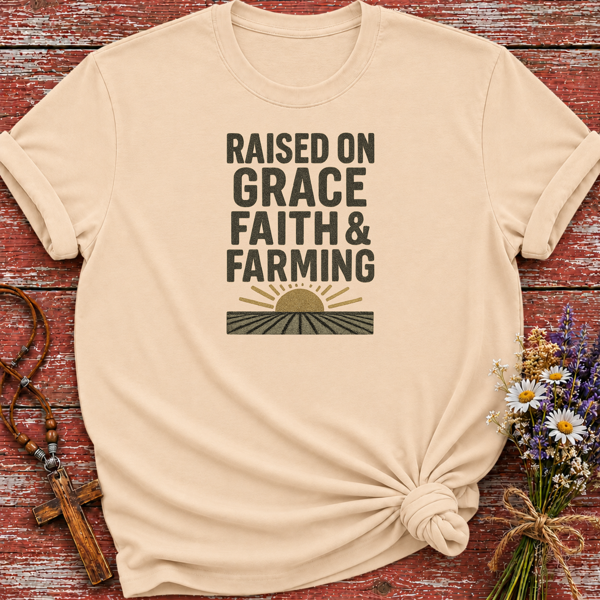 Raised on Grace Faith & Farming T-Shirt