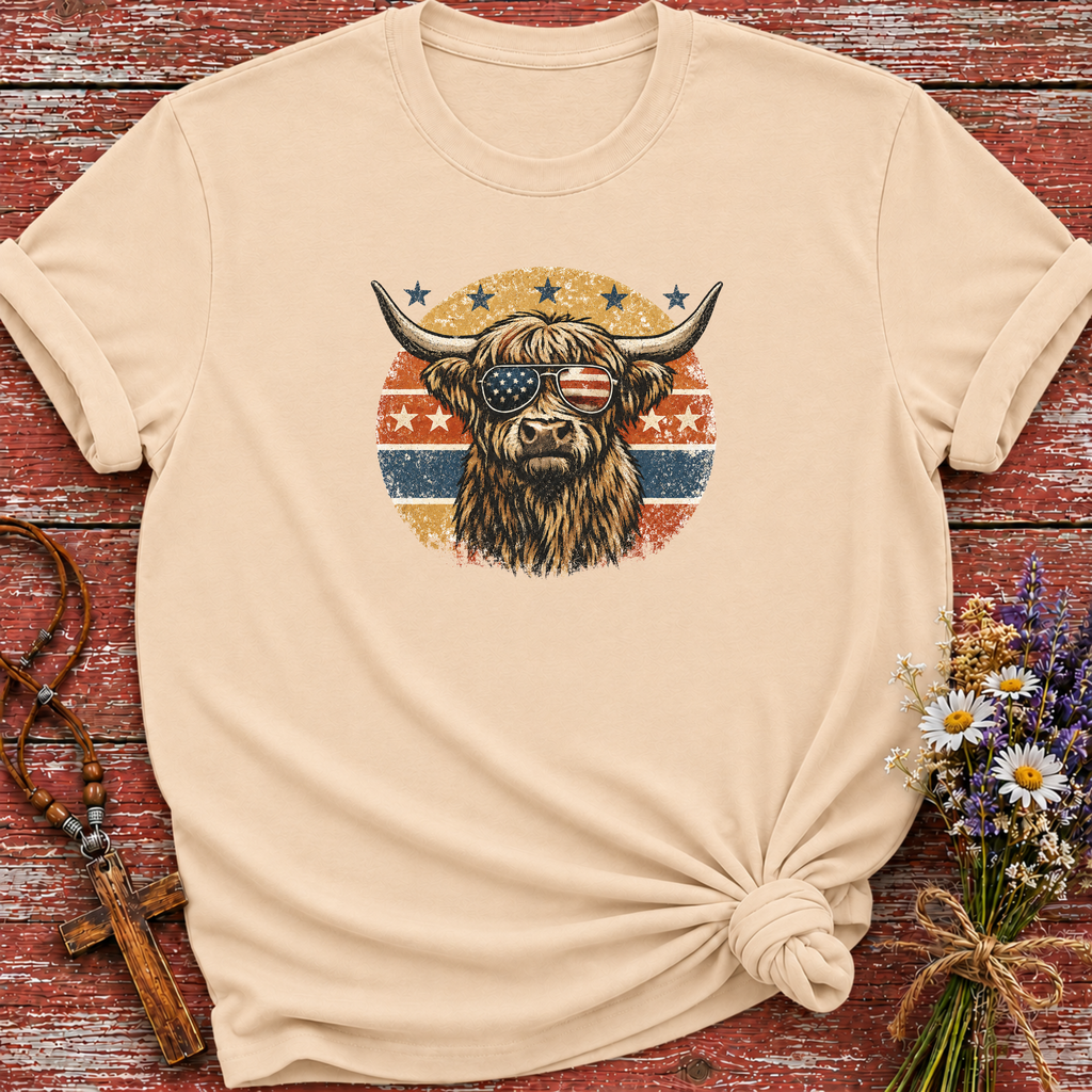 Patriotic Highland Cow T-Shirt