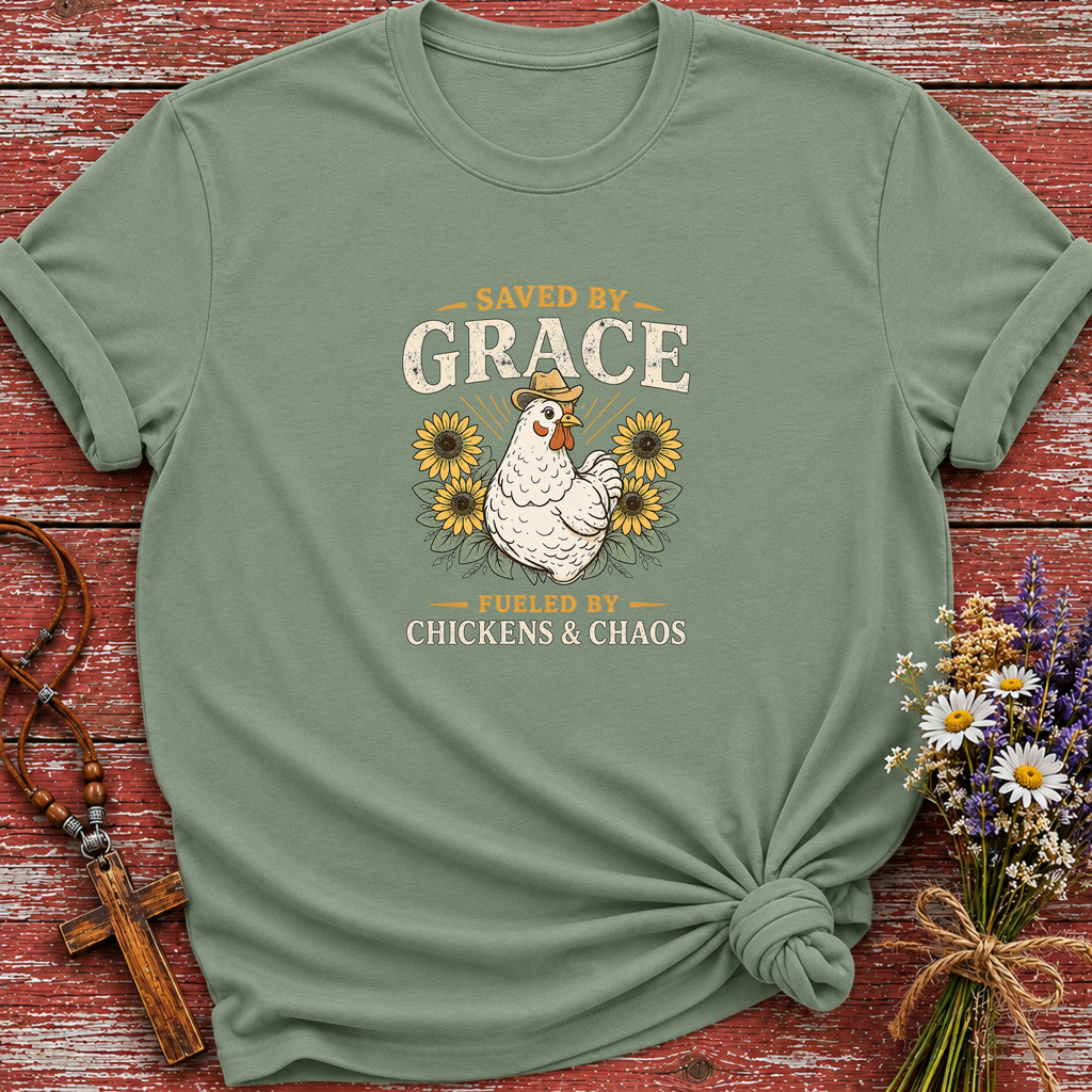 Saved By Grace Fueled By Chickens T-Shirt