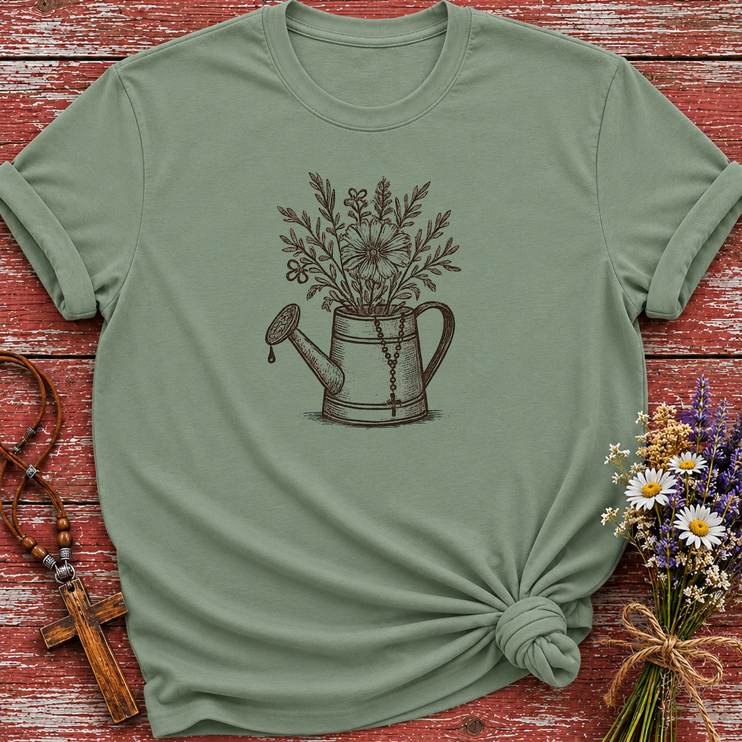 Flower Pale Rosary T-Shirt