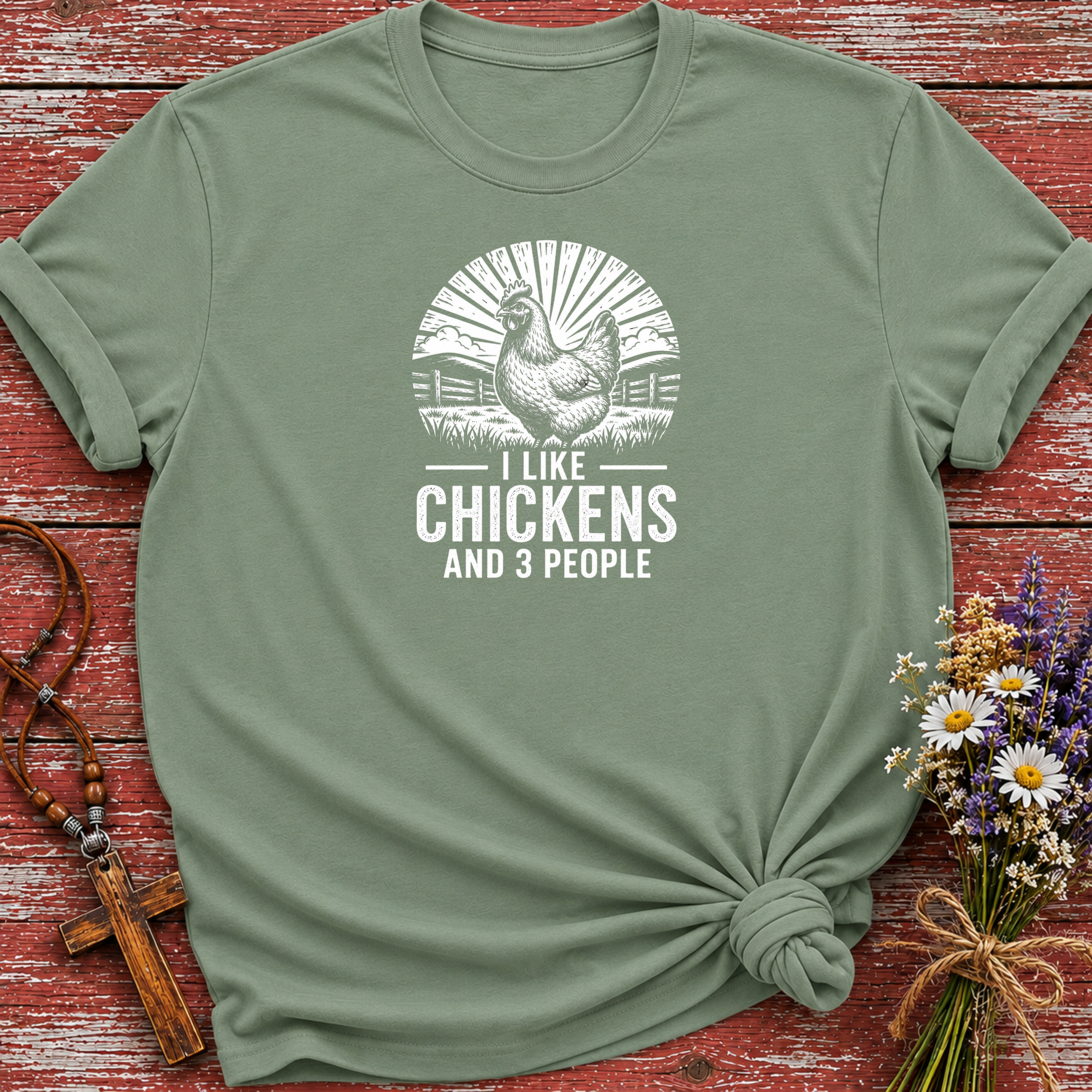 I Like Chickens and 3 People T-Shirt