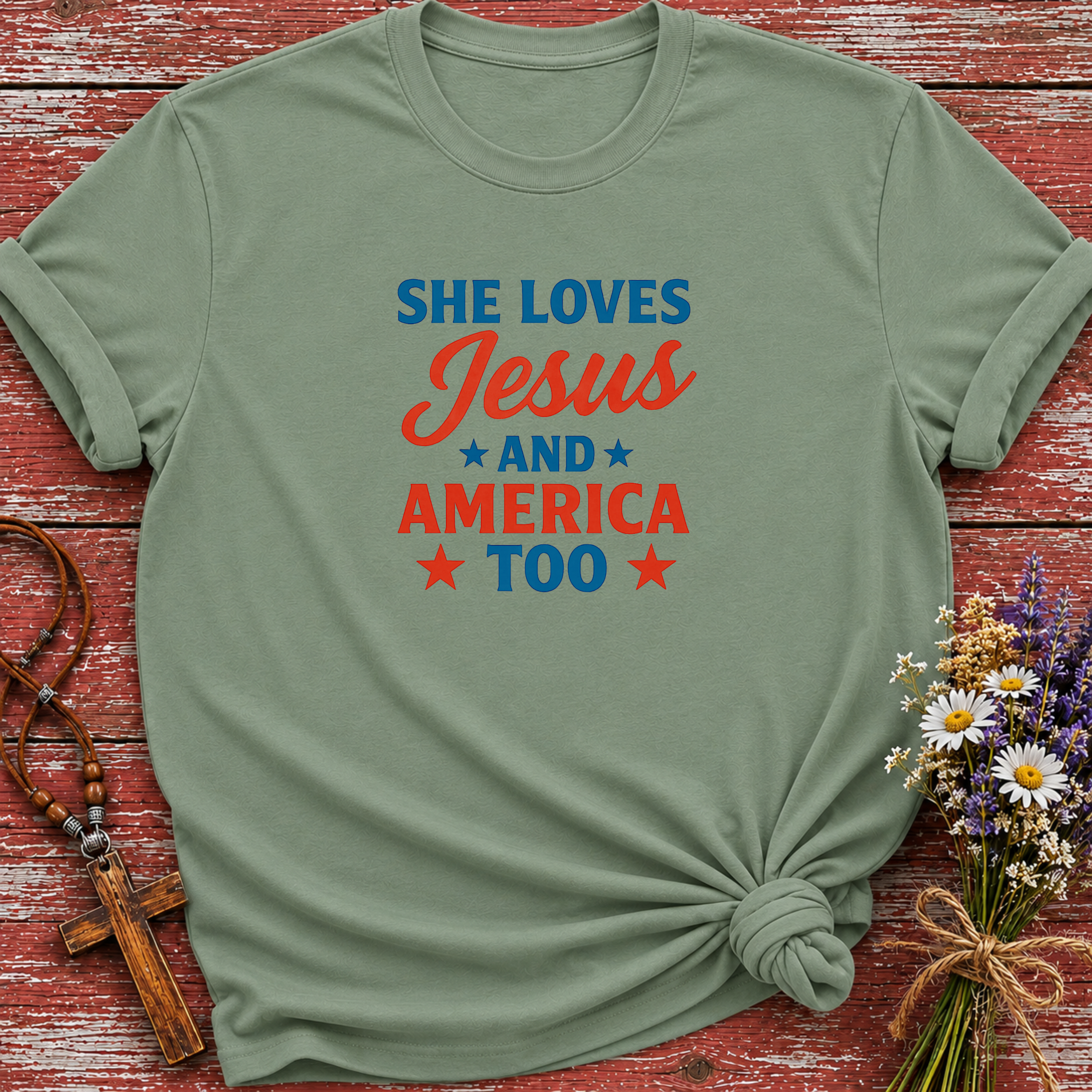 She Loves Jesus And America Too T-Shirt
