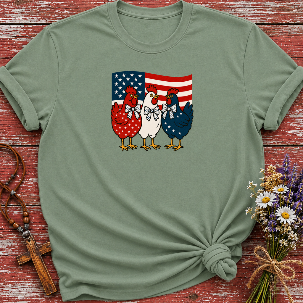 Patriotic Chickens USA Flag T-Shirt