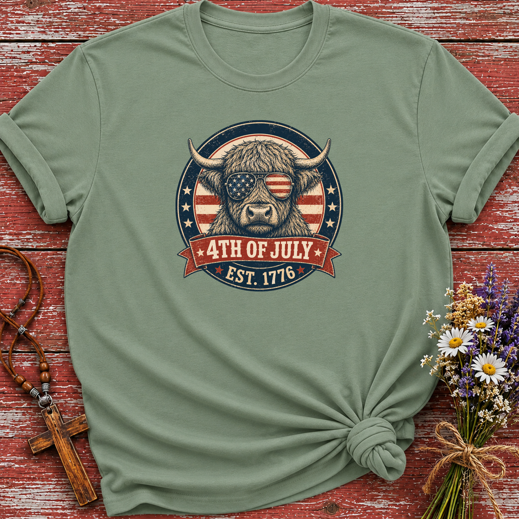 Patriotic Highland 4th of July T-Shirt