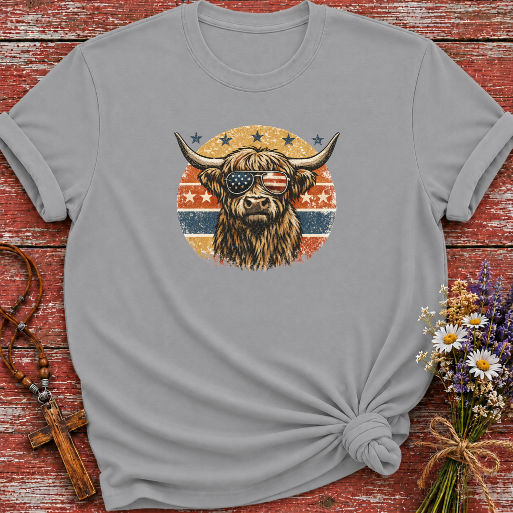 Patriotic Highland Cow T-Shirt