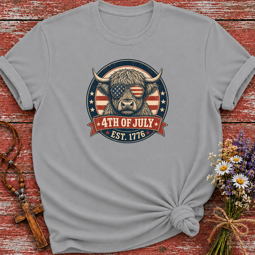 Patriotic Highland 4th of July T-Shirt