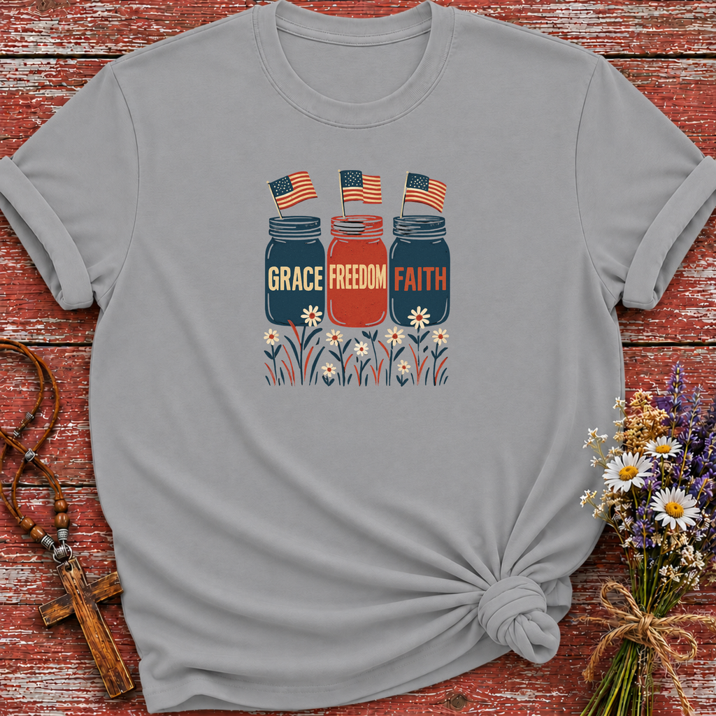 Vintage Mason Jars With USA Flag T-Shirt
