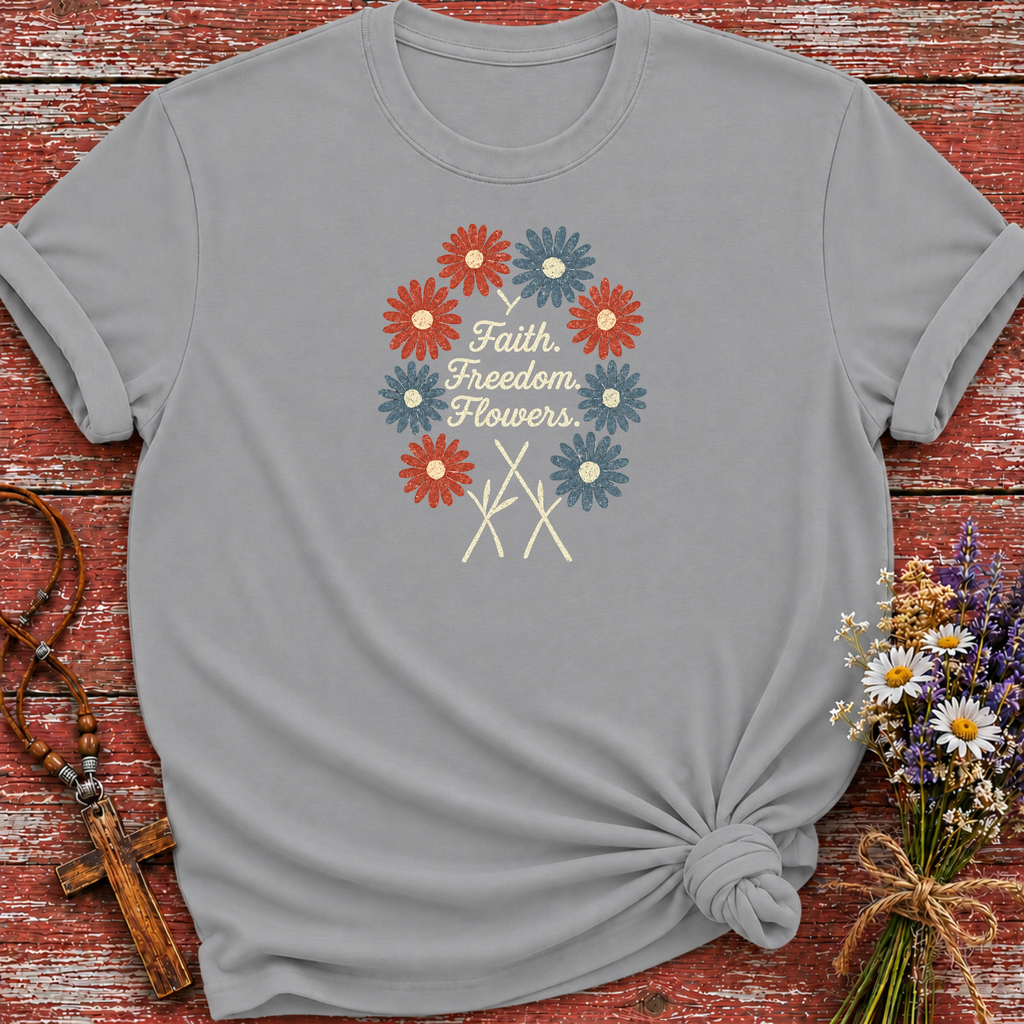 Faith Freedom Flowers USA T-Shirt