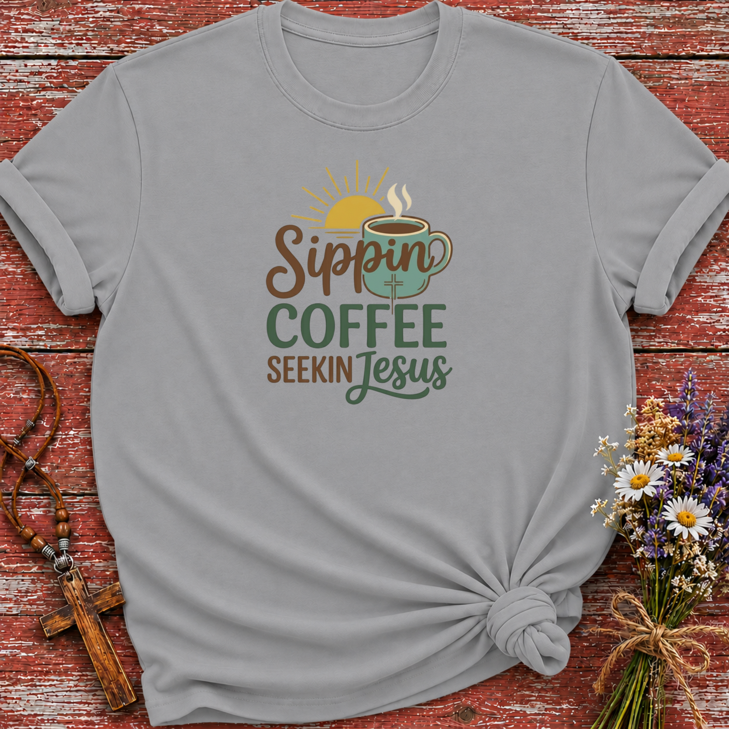 Sippin Coffe Seekin Jesus T-Shirt