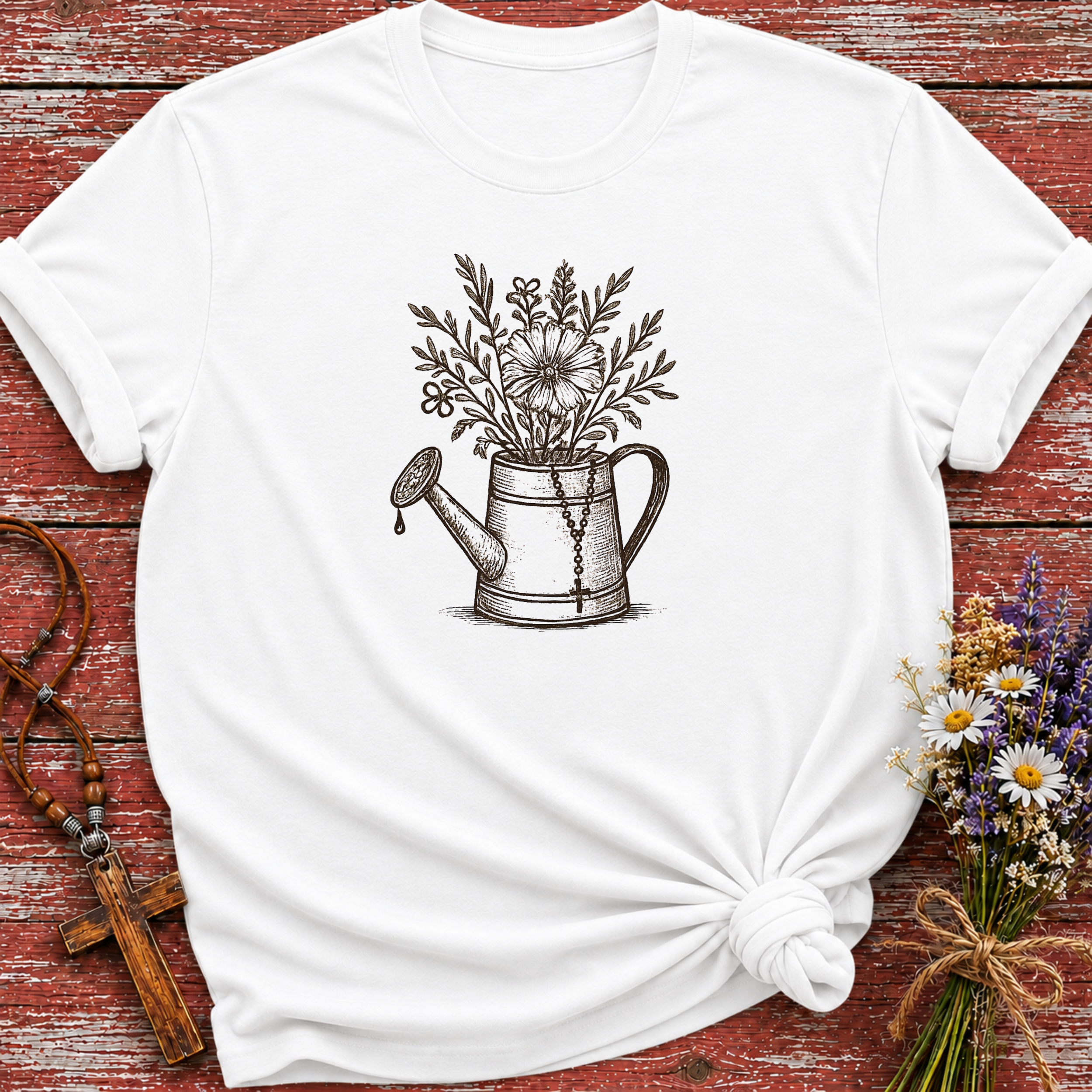 Flower Pale Rosary T-Shirt