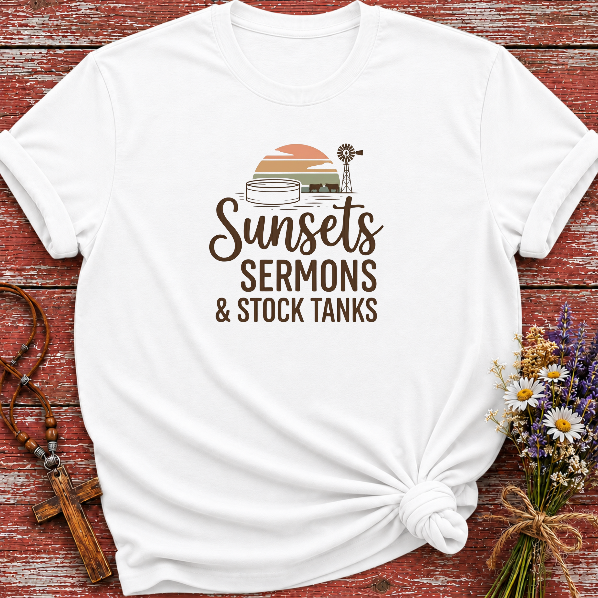Sunsets Sermons & Stocktanks T-Shirt