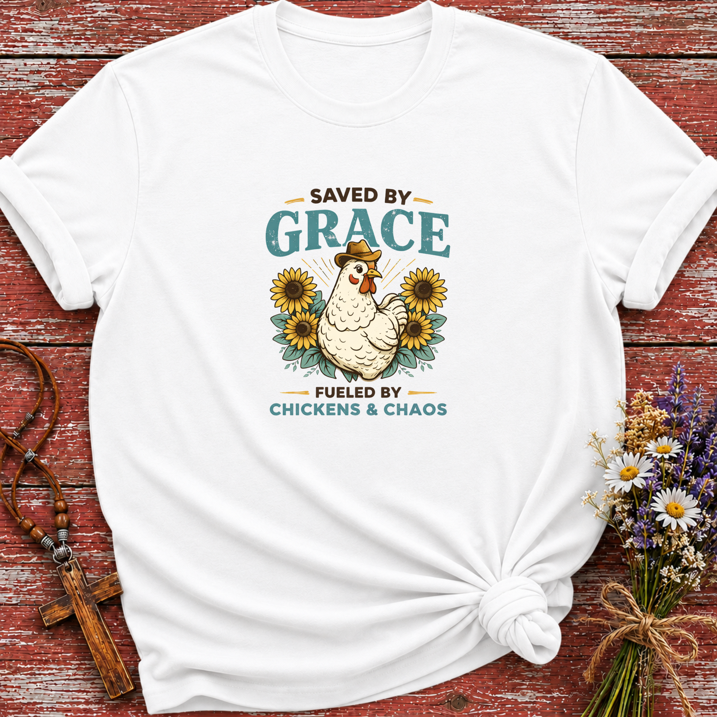 Saved By Grace Fueled By Chickens T-Shirt