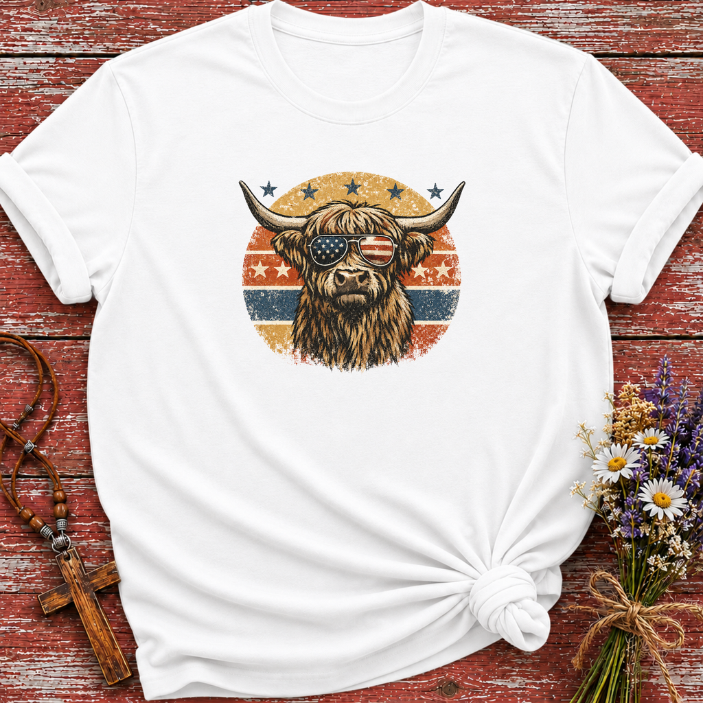 Patriotic Highland Cow T-Shirt