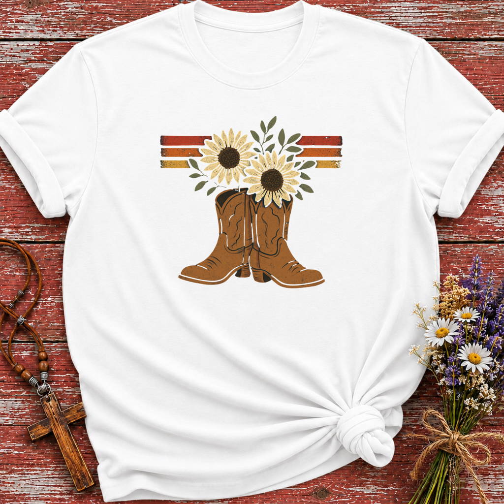 Cowboy Boot Flower Retro T-Shirt